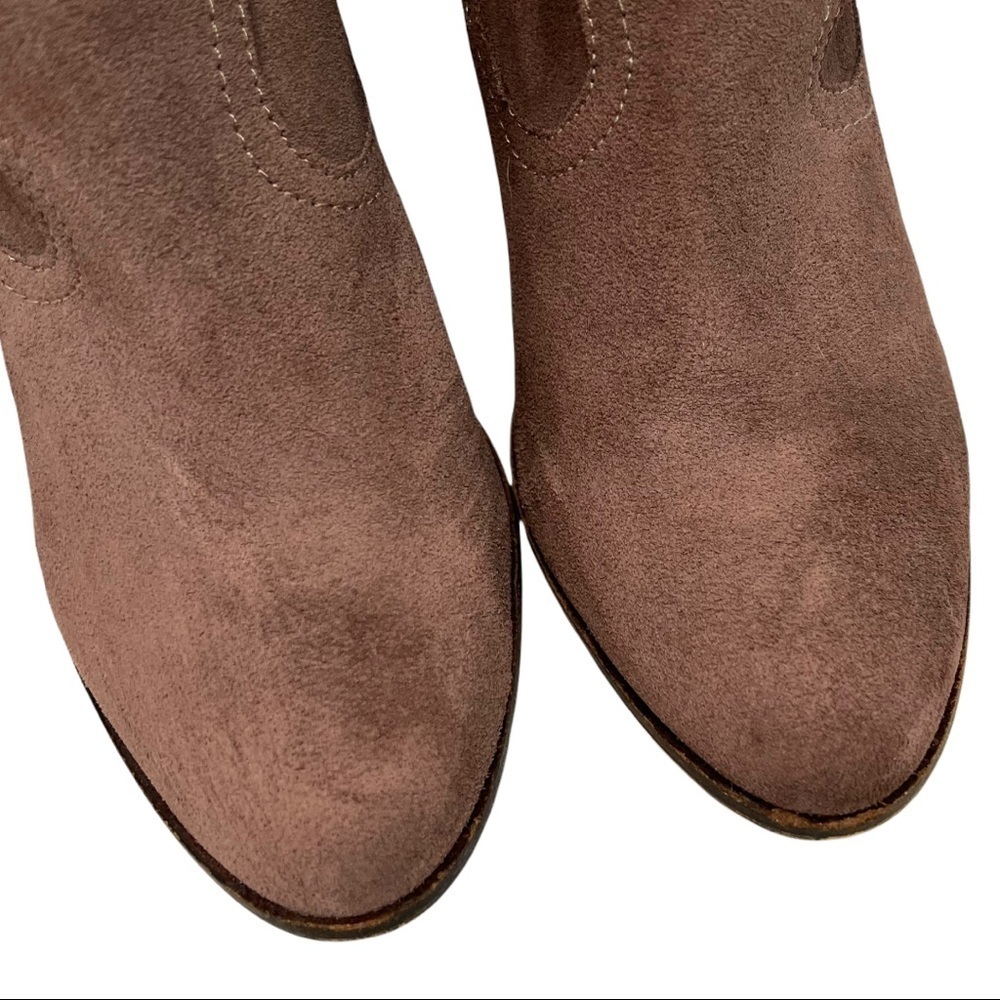 Steve Madden Plover Brown Suede Leather Stack Heeled Booties - Picture 3 of 13